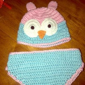 Baby  owl 🦉 hat and diaper cover for pictures